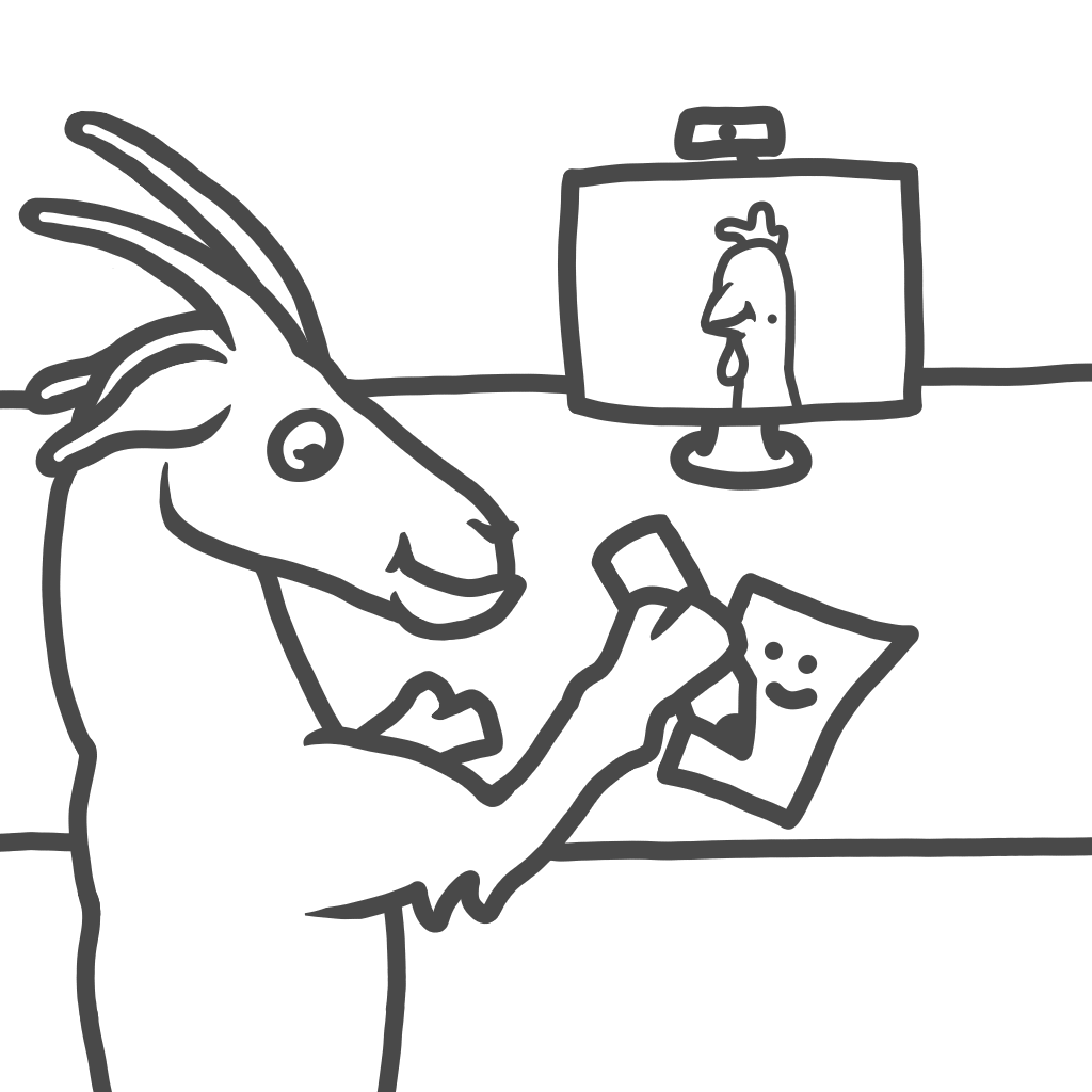 Goat and chicken drawing together