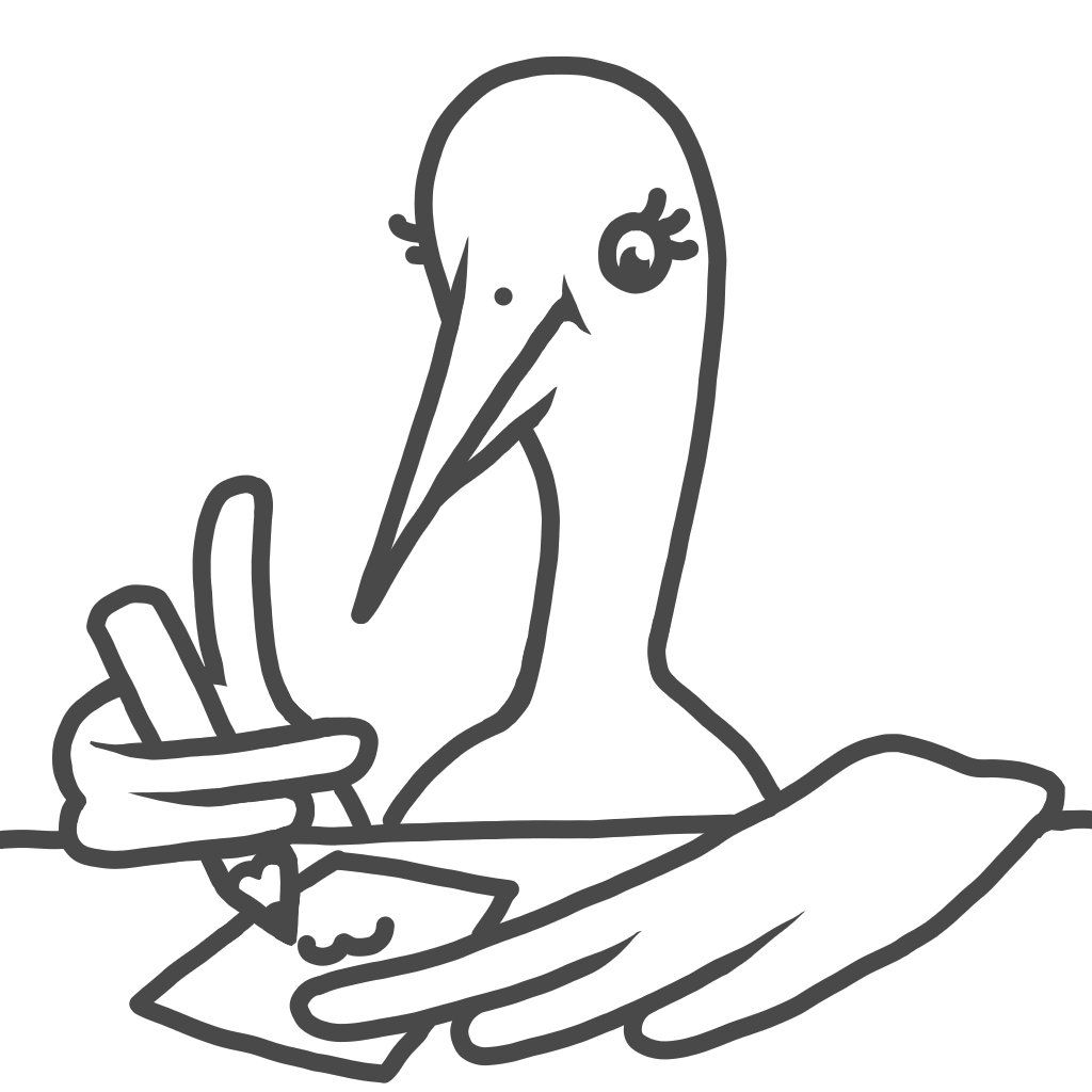 Stork drawing a beautiful bird