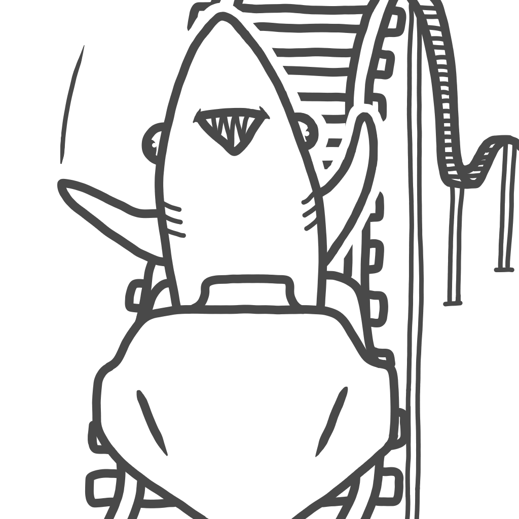 Shark having a blast on a rollercoaster