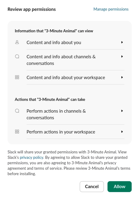 Slack permissions